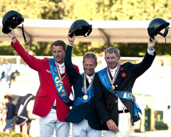 Die Medaillengewinner bei der Europameisterschaft in Madrid: v.l. Carsten-Otto Nagel (Silber), Rolf Göran Bengtsson (Gold), Nick Skelten (Bronze. Foto: Kit Houghton
